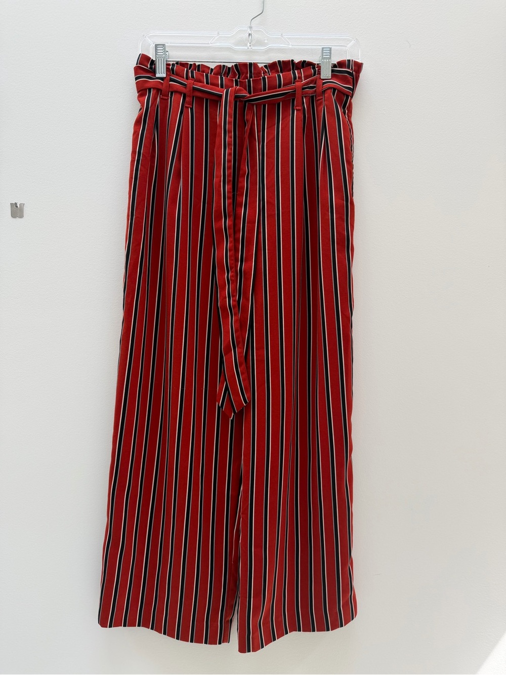 Zara Red & Black Striped Straight-Leg Pants
